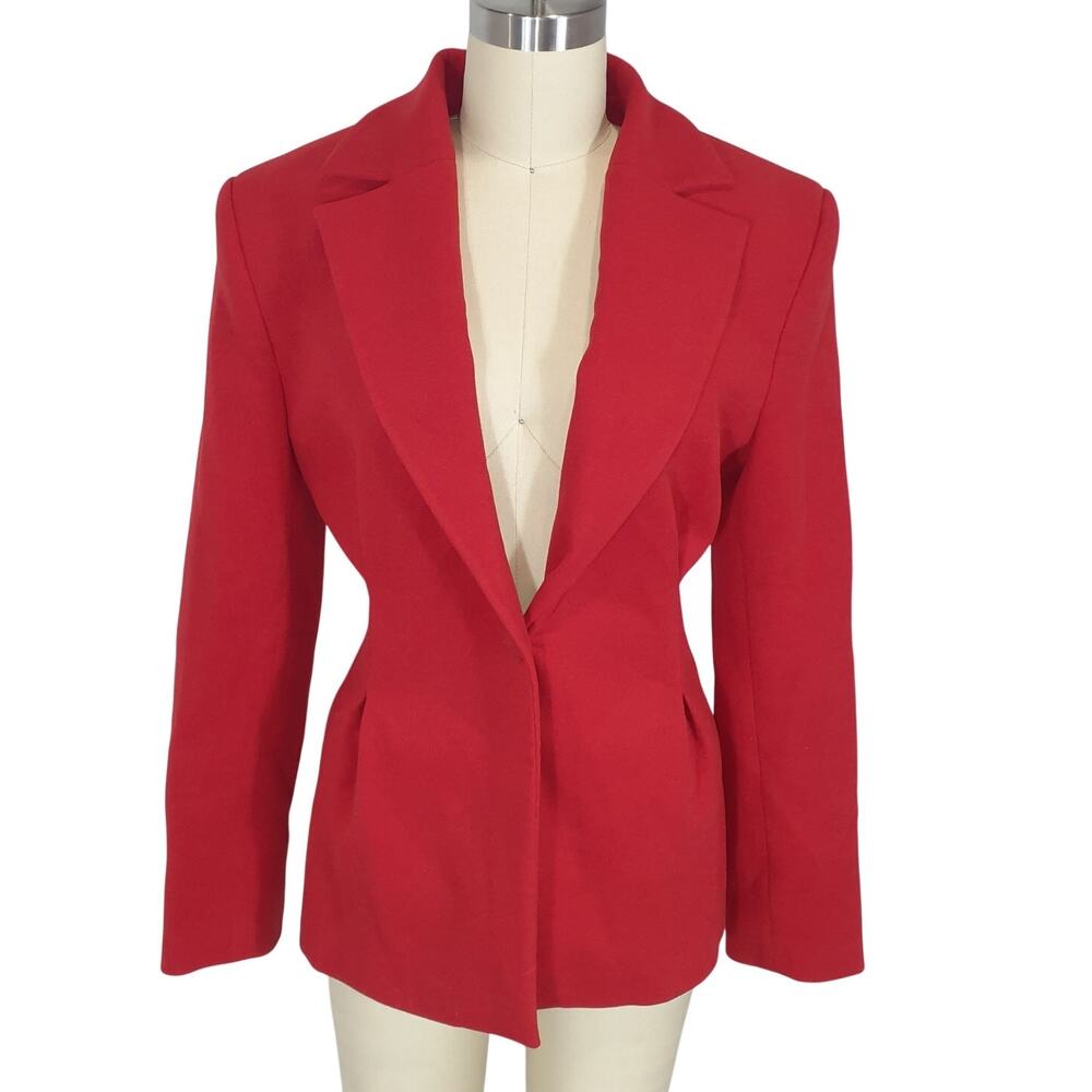 Ceren Ocak Tailored Red Notched Lapel Blazer Size S NWT